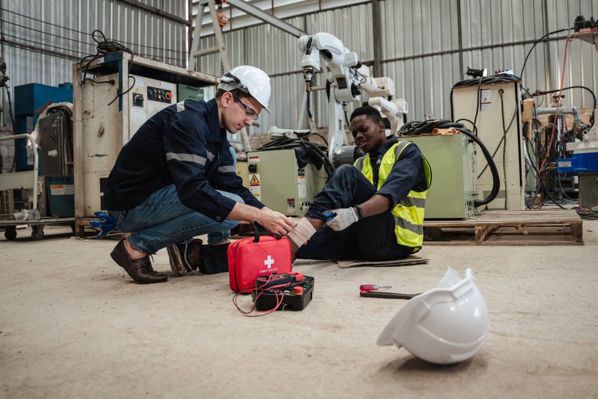 Engineers has an accident while working in a industrial manufacturing robot arms factory.